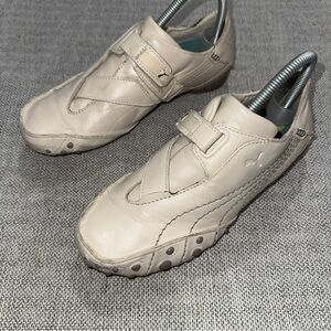 Vintage PUMA Archives Trainers Cream White Leather Amoko Shoes Sz US 7.5